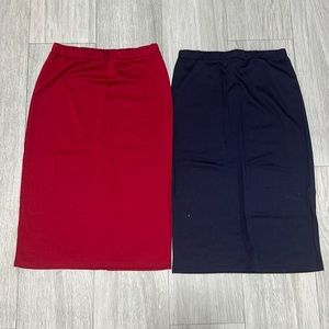 Pencil skirt set (blue and red). Length is below knee